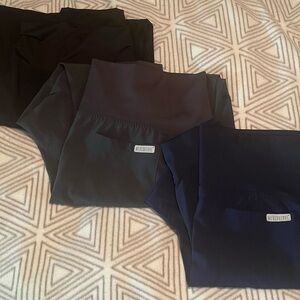 Med Couture Women's Maternity Scrub Pants Joggers- Black, Gray & Navy- 3 pairs